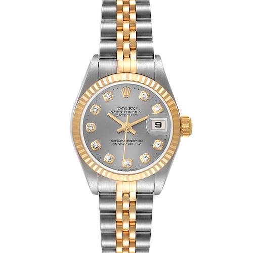 Photo of Rolex Datejust Steel Yellow Gold Slate Diamond Dial Ladies Watch 79173
