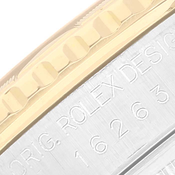 This image shows a close-up of the side and bezel of the Rolex Turn-o-Graph 16263 Men's Steel and Gold (two tone) Black Dial 16263 Men's Steel and Gold (two tone) Black Dial watch, highlighting the model number and part of the text.