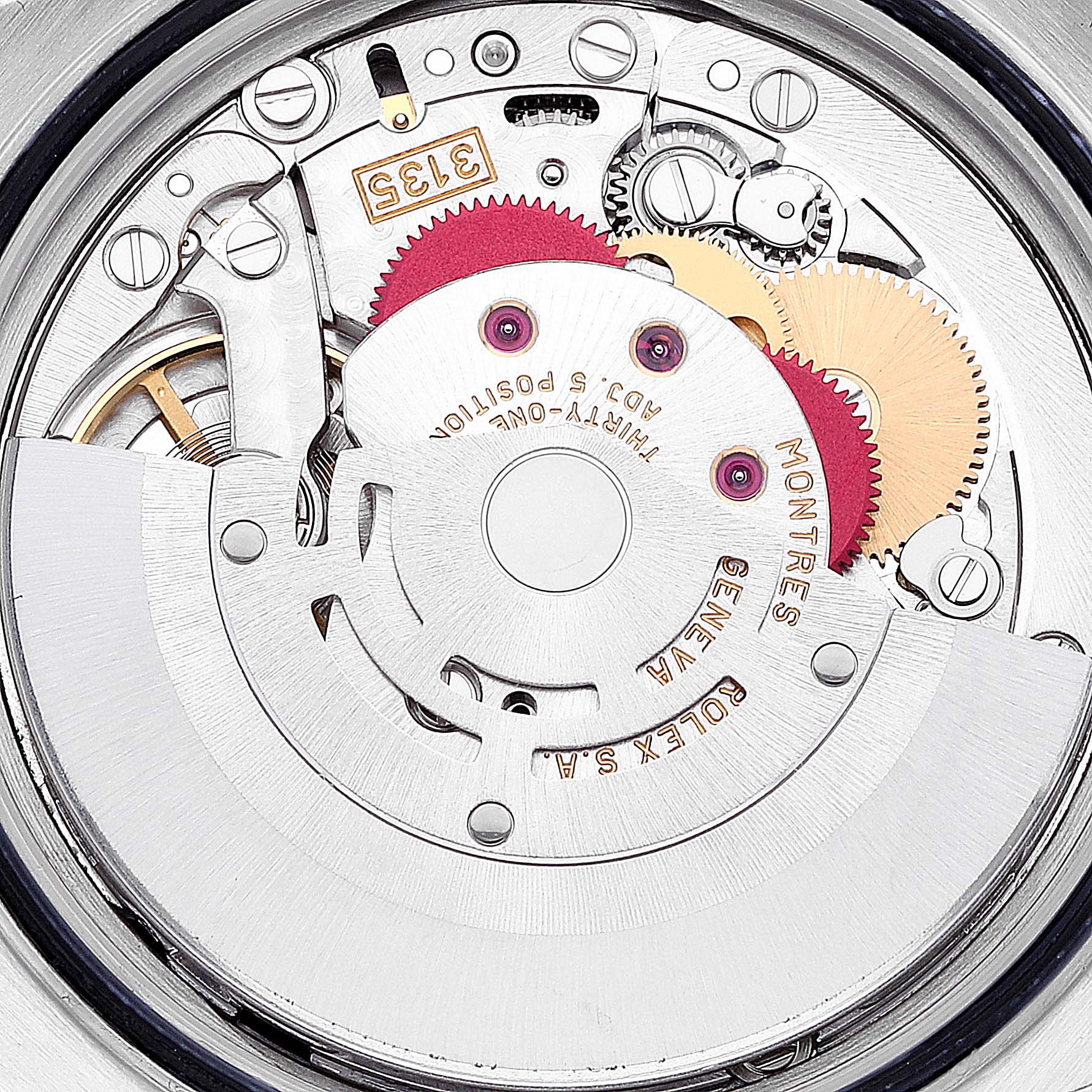 This is a close-up view of the internal movement and mechanics of the Rolex Turn-o-Graph 16263 Men's Steel and Gold (two tone) Black Dial 16263 Men's Steel and Gold (two tone) Black Dial watch.