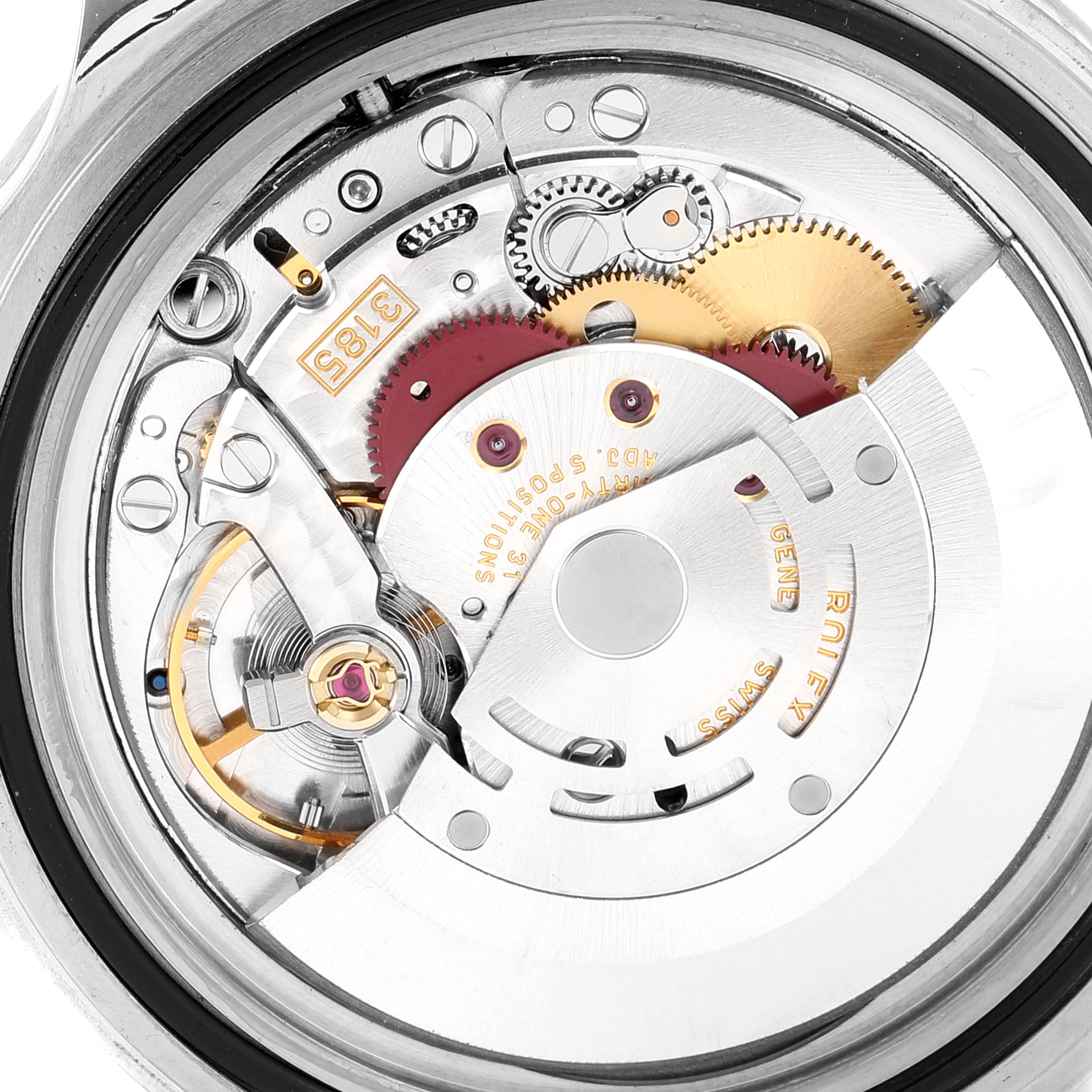 The image shows the inner mechanical movement and rotor of the Rolex Explorer 16570 Men's Stainless Steel White Dial 16570 Men's Stainless Steel White Dial watch from a rear angle.