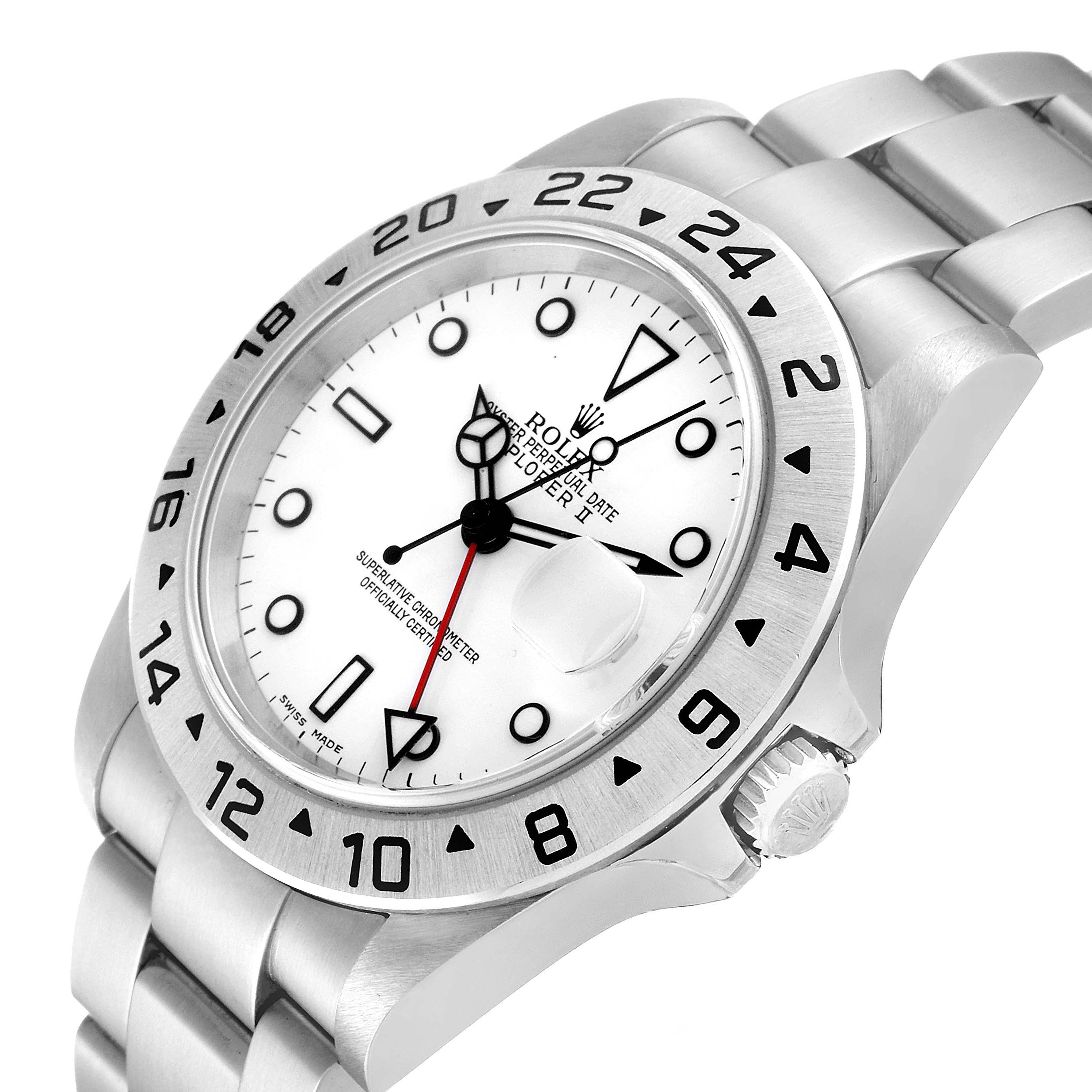 The image shows a close-up view of a Rolex Explorer 16570 Men's Stainless Steel White Dial 16570 Men's Stainless Steel White Dial watch, highlighting the face, bezel, crown, and part of the bracelet.