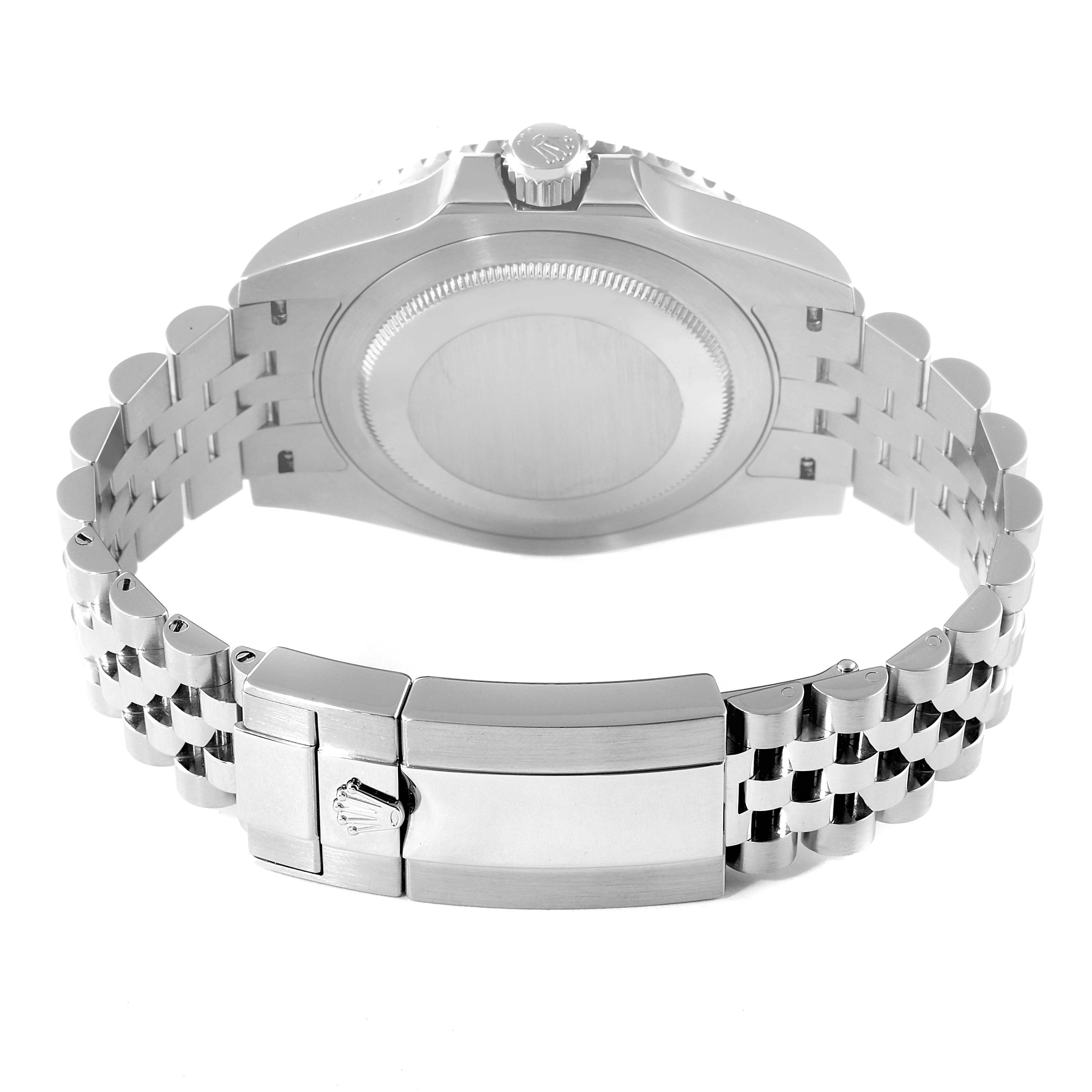 The image shows the back view of a Rolex GMT-Master 126710 Men's Stainless Steel Black Dial 126710 Men's Stainless Steel Black Dial watch, highlighting the case back, crown, and bracelet with clasp.