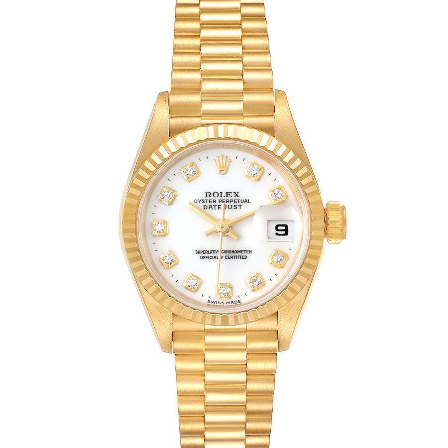 Rolex President Datejust Yellow Gold Diamond Ladies Watch 69178 Box SwissWatchExpo