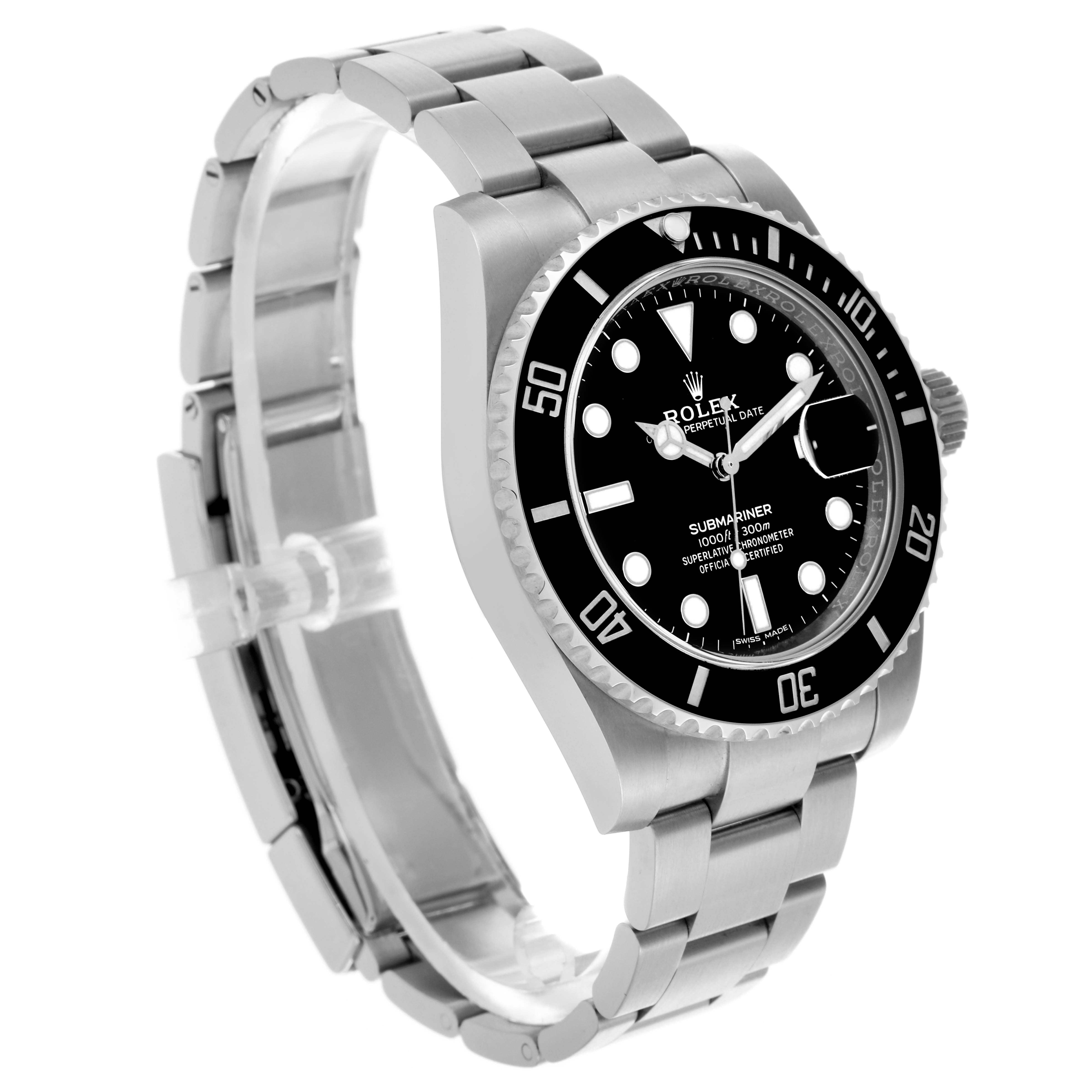 The image shows a Rolex Submariner 116610LN Men's Stainless Steel Black Dial 116610LN Men's Stainless Steel Black Dial watch at a three-quarter angle, highlighting the face, bezel, and bracelet.