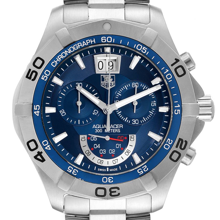 Tag Heuer Aquaracer Blue Dial Chronograph Mens Watch CAF101C Box Card SwissWatchExpo