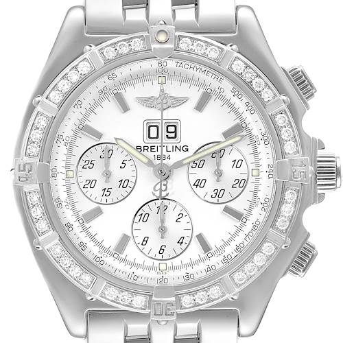 Photo of Breitling Windrider Crosswind White Dial Steel Diamond Watch A44355 Box Papers