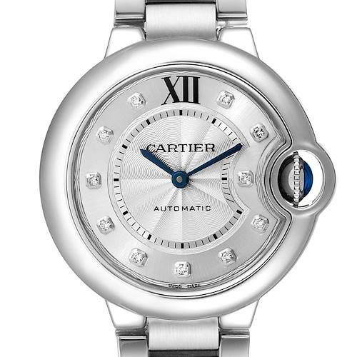 Photo of Cartier Ballon Bleu 33mm Automatic Diamond Steel Watch WE902074 Box Papers