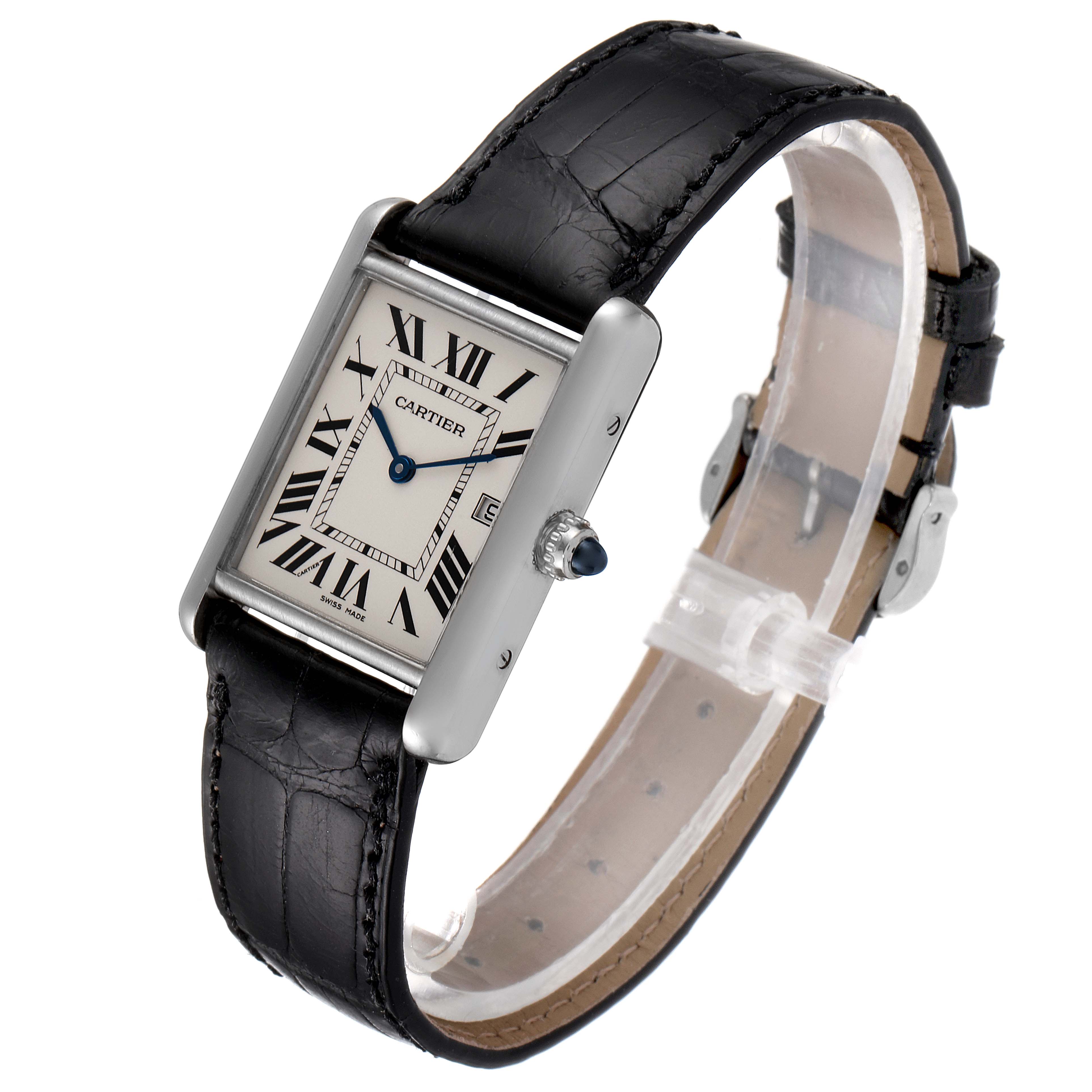 Cartier Tank Louis Large White Gold Black Strap Unisex Watch W1540956 ...