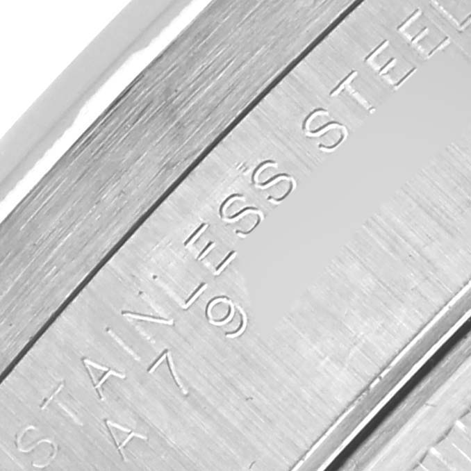 The image shows a close-up of the stainless steel bracelet of a Rolex Air-King 14010 Men's Stainless Steel Pink Dial 14010 Men's Stainless Steel Pink Dial watch.