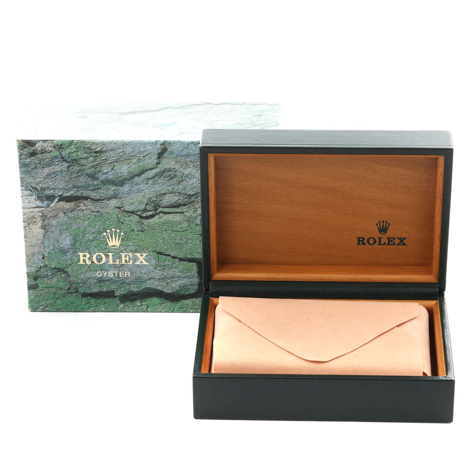 The image shows an open Rolex Air-King 14000 Men's Stainless Steel White Dial 14000 Men's Stainless Steel White Dial box and outer packaging, viewed from the front.