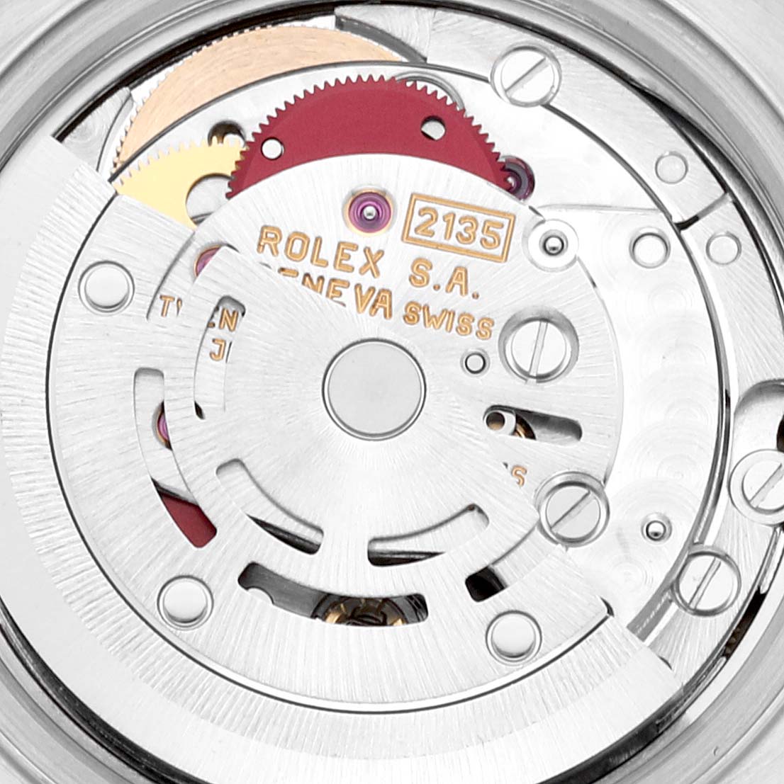 This image shows the movement and inner mechanics of a Rolex Datejust 69173 Women's Steel and Gold (two tone) Champagne Dial 69173 Women's Steel and Gold (two tone) Champagne Dial watch.