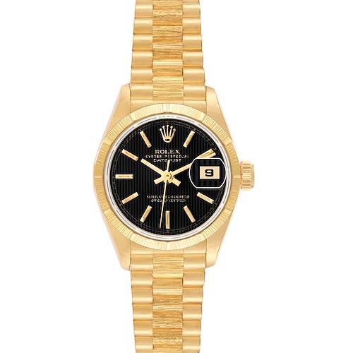 Photo of Rolex Datejust President Yellow Gold Bark Finish Ladies Watch 69278 Box Papers