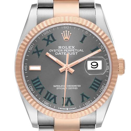 Photo of Rolex Datejust Steel Rose Gold Wimbledon Dial Mens Watch 126231 Box Card