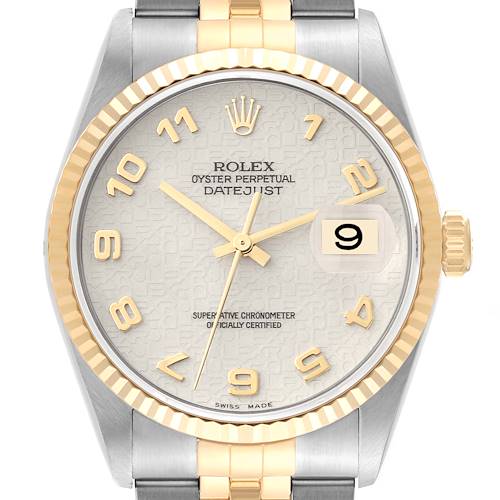 Photo of Rolex Datejust Steel Yellow Gold Ivory Anniversary Dial Mens Watch 16233