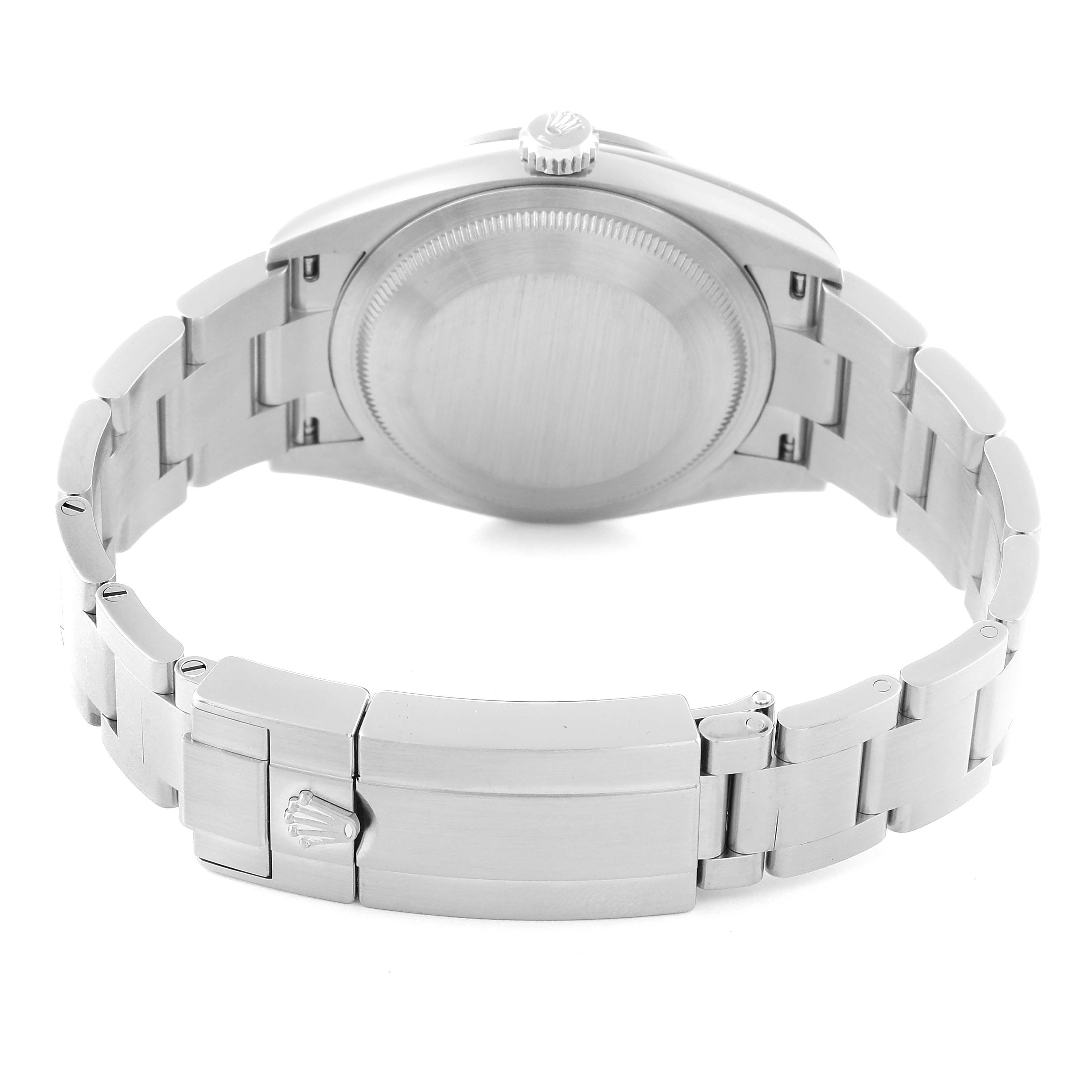 The image shows the back case and bracelet of a Rolex Explorer 124270 Men
s Stainless Steel Black Dial 124270 Men
s Stainless Steel Black Dial watch.