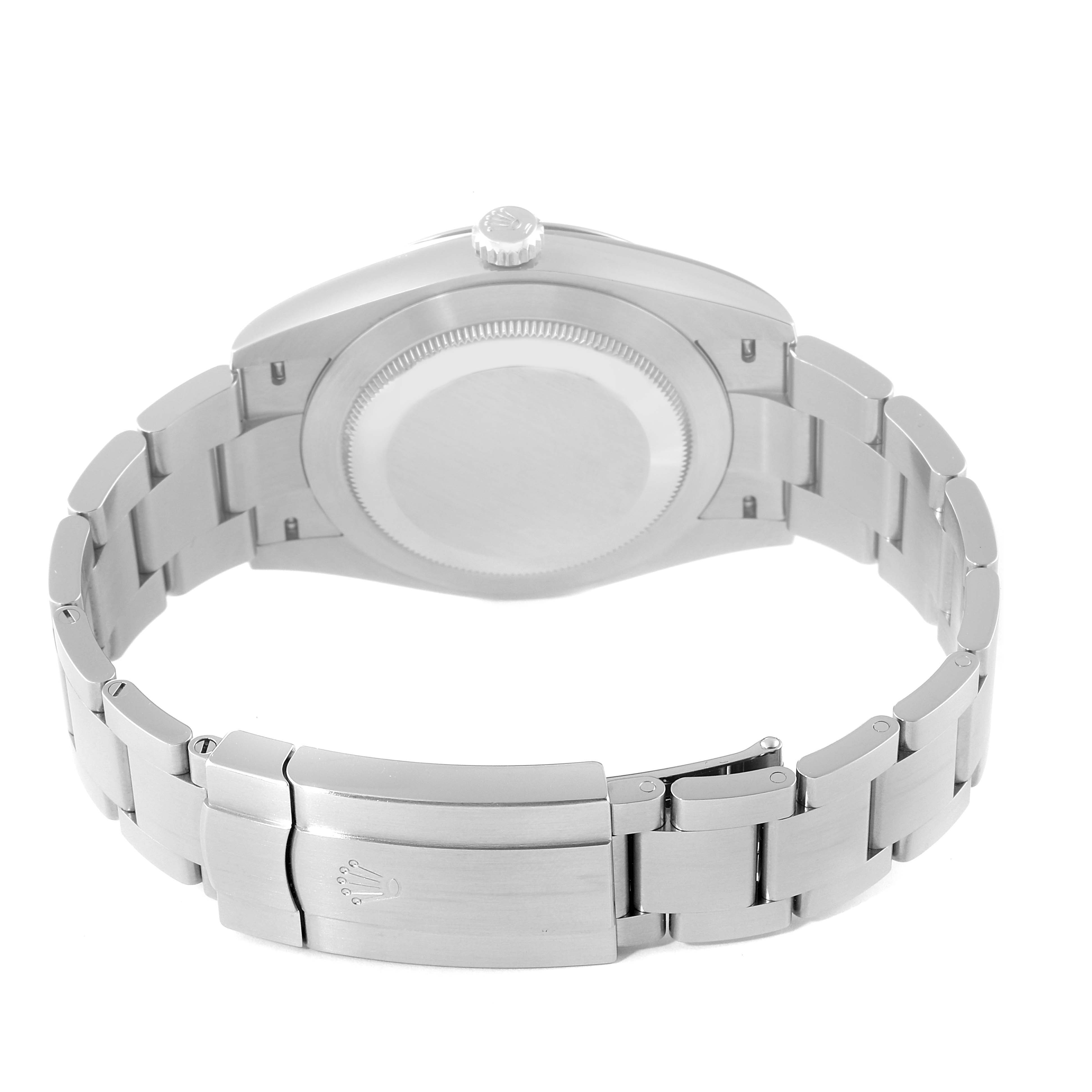 This image shows the back case and bracelet of the Rolex Oyster Perpetual 124300 Men
s Stainless Steel Silver Dial 124300 Men
s Stainless Steel Silver Dial watch from a rear angle.