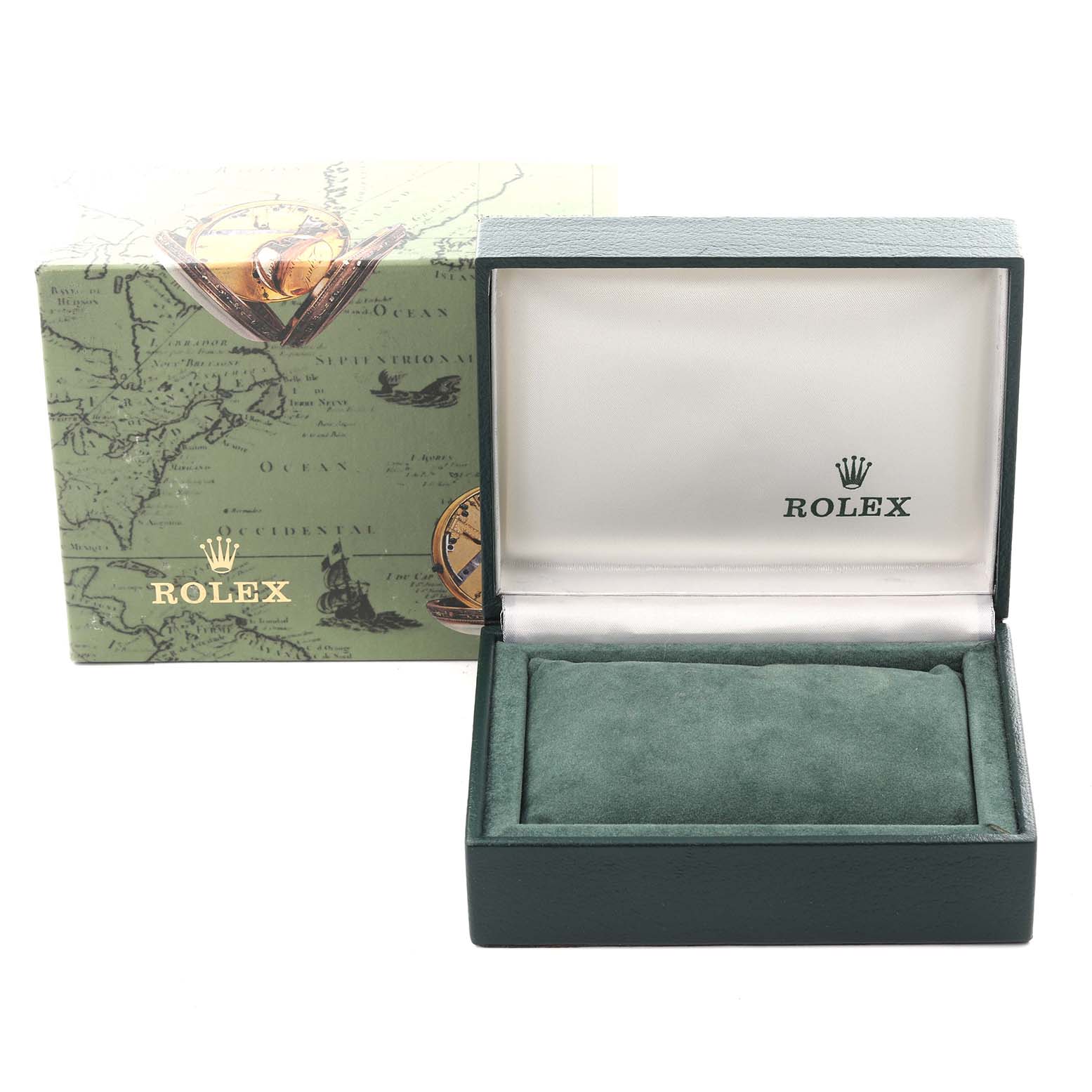 The image shows a Rolex watch box and outer packaging without the Mid-Size Rolex watch inside.