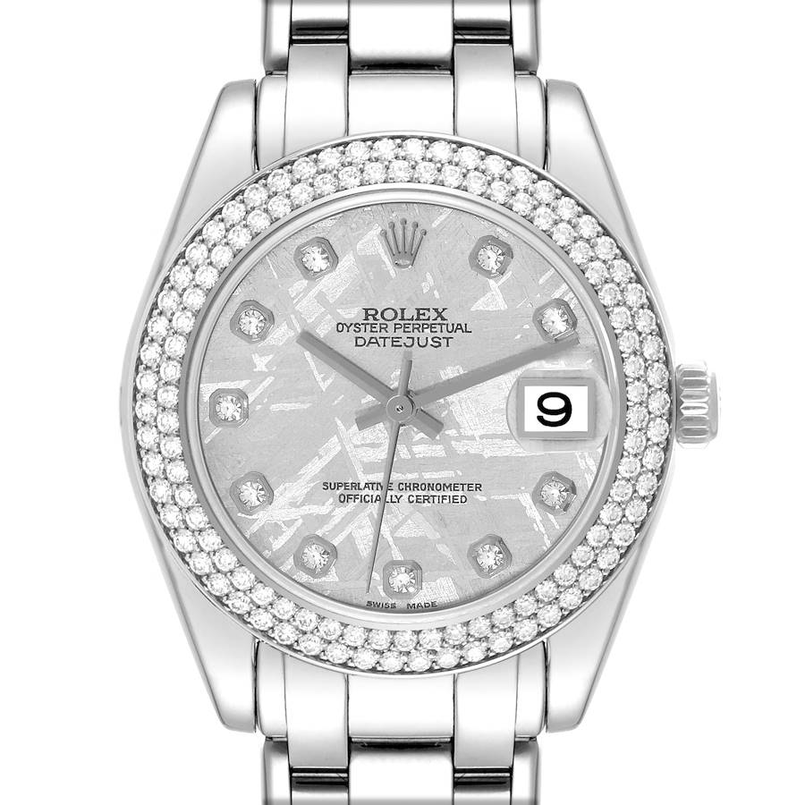 Rolex Pearlmaster 34 White Gold Meteorite Dial Diamond Ladies Watch 81339 SwissWatchExpo