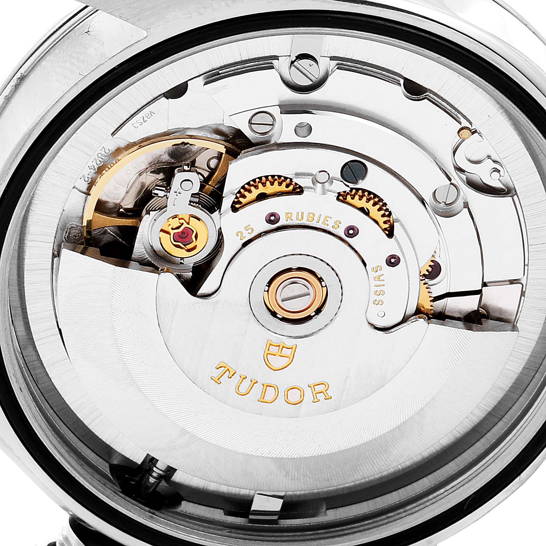 This image shows the intricate internal movement mechanism of a Tudor Heritage Black Bay 79500 Men
s Stainless Steel Black Dial 79500 Men
s Stainless Steel Black Dial watch.