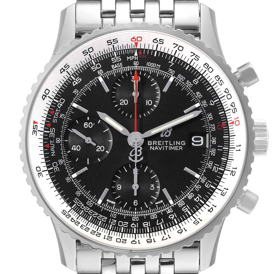 Breitling Navitimer Heritage Black Dial Steel Mens Watch A13324 Box Card SwissWatchExpo
