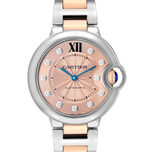 Photo of Cartier Ballon Bleu 33 Steel Rose Gold Diamond Dial Ladies Watch WE902053