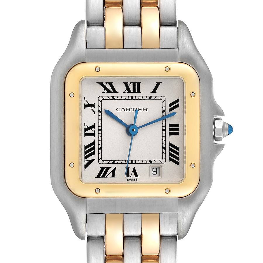 Cartier Panthere Large Steel Yellow Gold Two Row Ladies Watch W25028B6 SwissWatchExpo