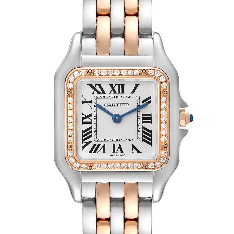 Cartier Panthere Medium Steel Rose Gold Diamond Ladies Watch W3PN0007 SwissWatchExpo