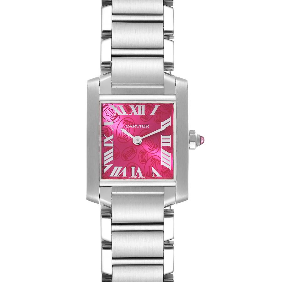 Cartier Tank Francaise Raspberry Dial Limited Edition Steel Ladies Watch W51030Q3 SwissWatchExpo