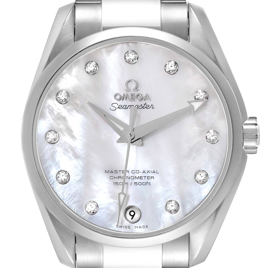 Omega Aqua Terra Steel MOP Diamond Dial Watch 231.10.39.21.55.002 Box Card SwissWatchExpo