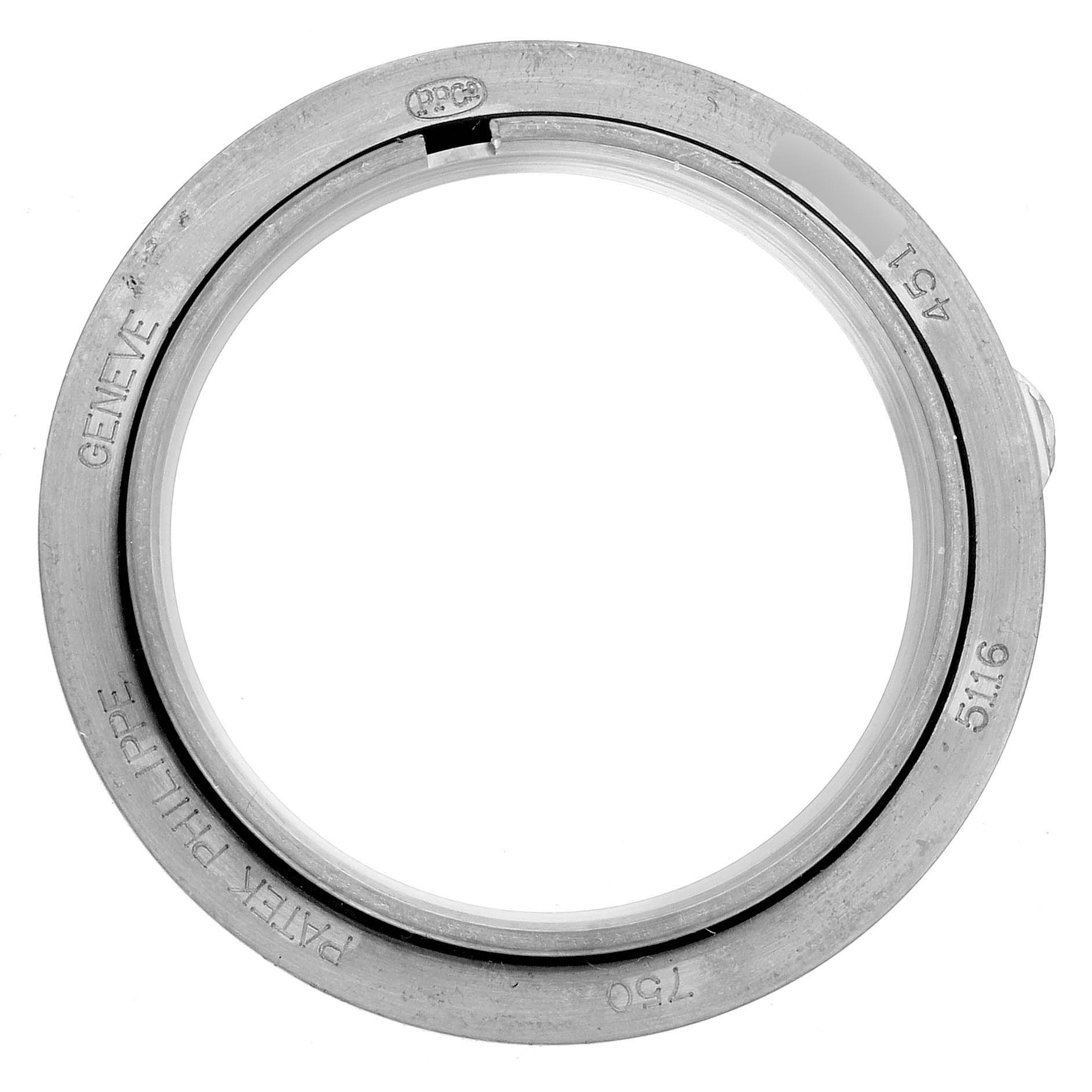 The image shows a top view of the bezel for a Patek Philippe Calatrava 5116G-001 Men's White Gold White Dial 5116G-001 Men's White Gold White Dial model watch.