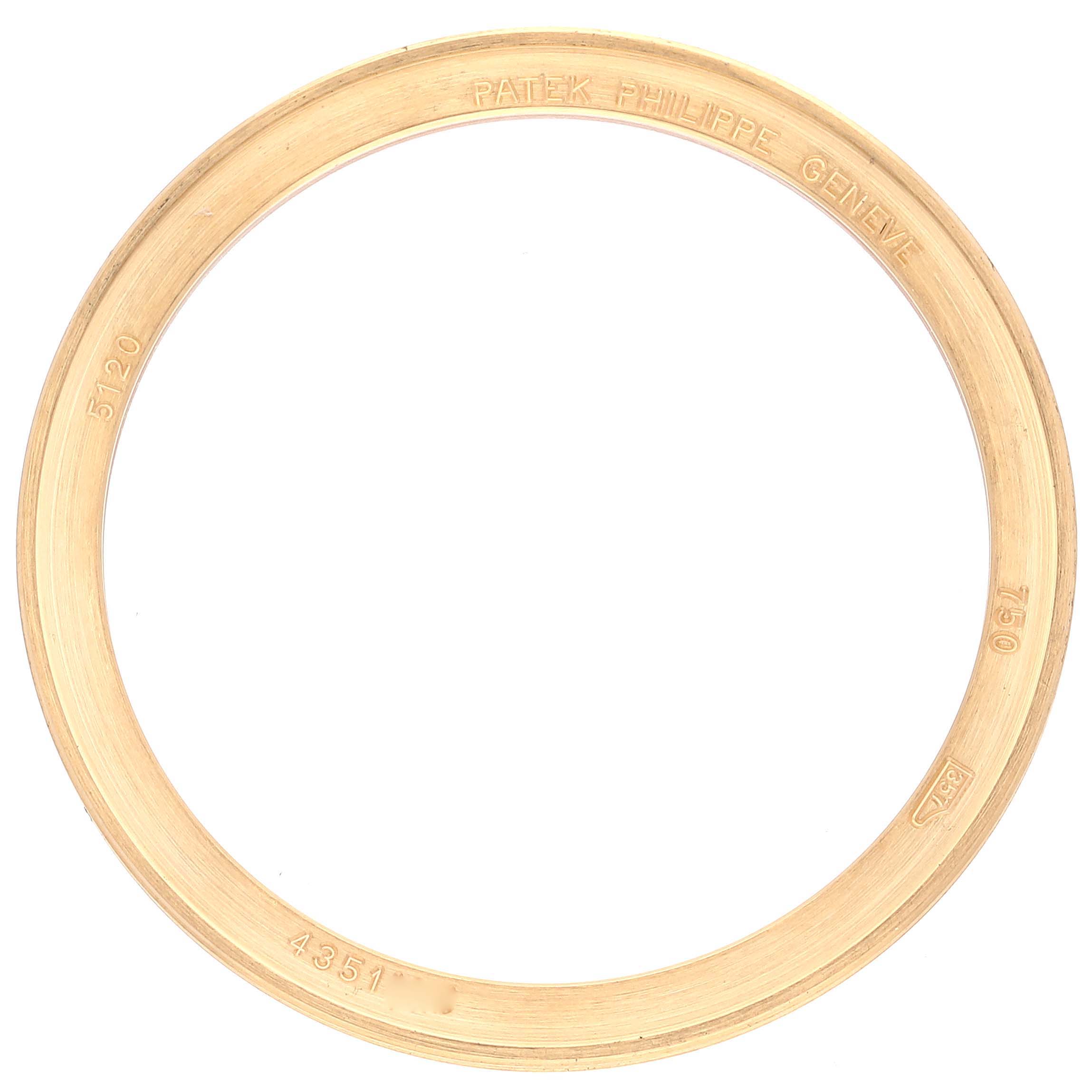 This image shows the circular bezel of a Patek Philippe Calatrava 5120J Men's Yellow Gold White Dial 5120J Men's Yellow Gold White Dial 5120 watch.