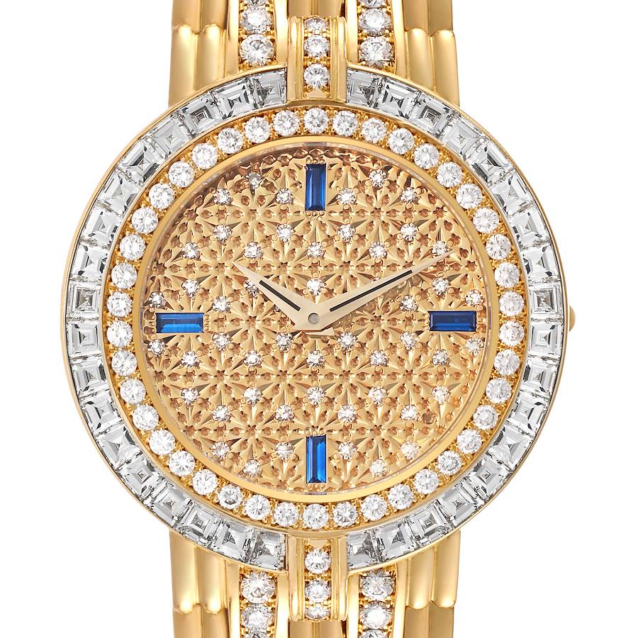Patek Philippe Yellow Gold Diamond Sapphire Ladies Watch 3982 SwissWatchExpo