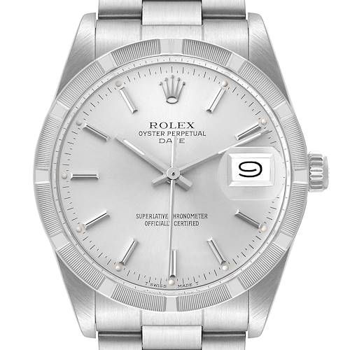 Photo of Rolex Date Stainless Steel Silver Dial Vintage Mens Watch 15010