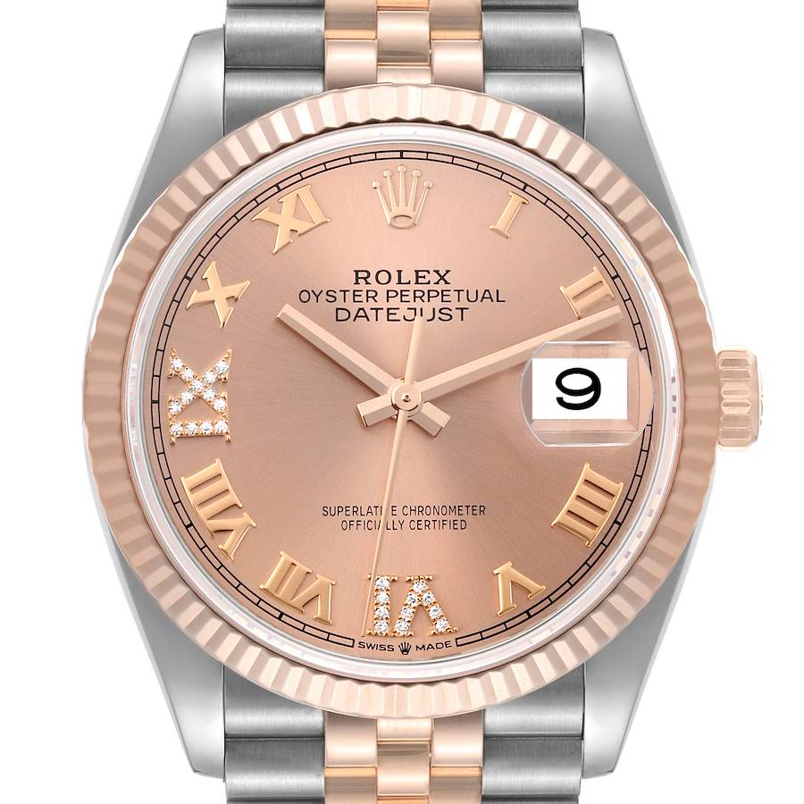 Rolex Datejust 36 Steel Rose Gold Diamond Mens Watch 126231 Box Card SwissWatchExpo