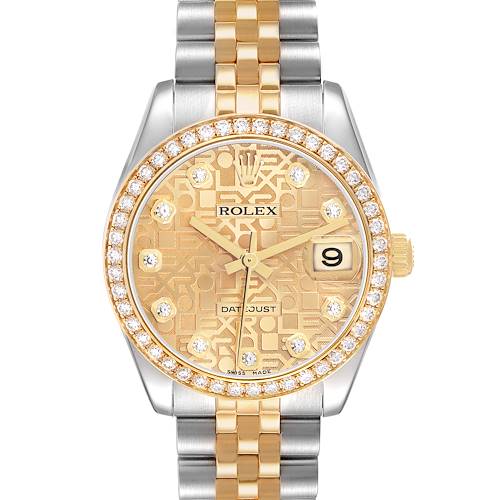 Photo of Rolex Datejust Midsize 31 Steel Yellow Gold Diamond Ladies Watch 178383 Card