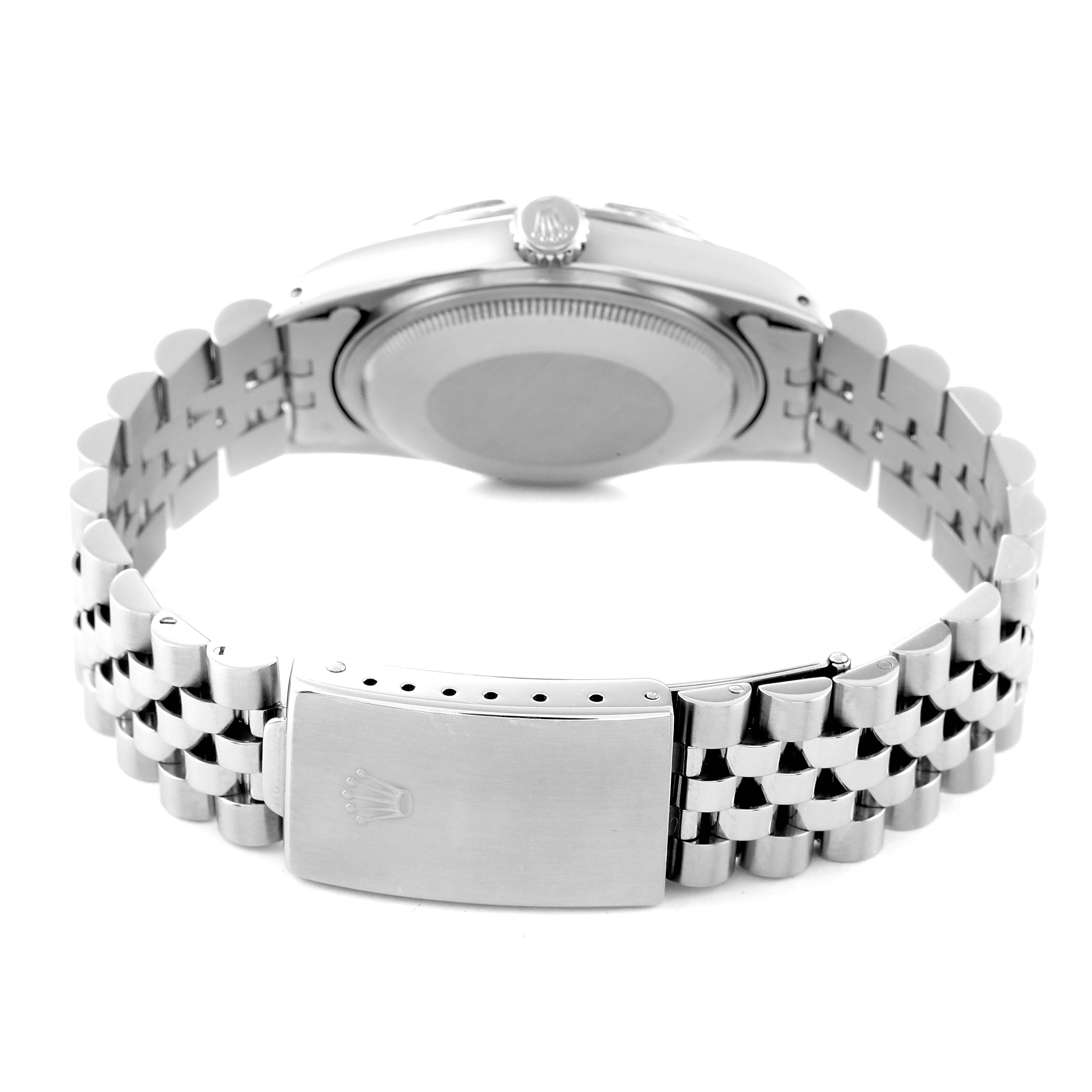 This image shows a rear view of the Rolex Vintage Collection 16014 Men
s Stainless Steel Silver Dial 16014 Men
s Stainless Steel Silver Dial model watch, highlighting the bracelet and clasp.