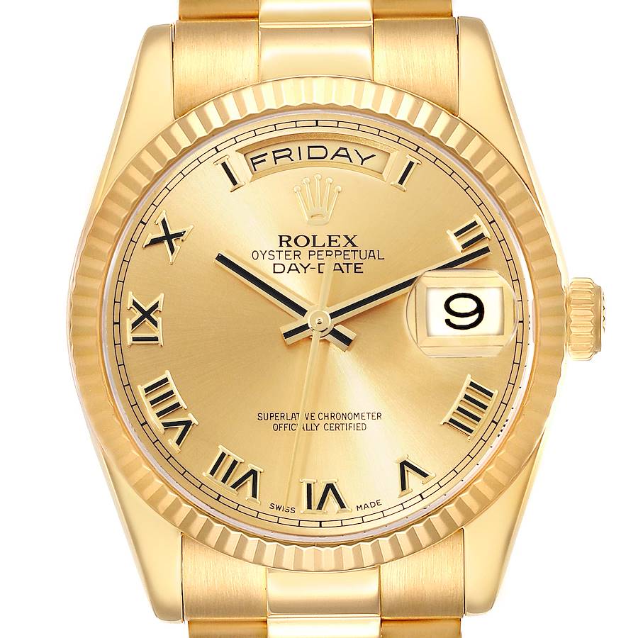 Rolex Day Date President Yellow Gold Champagne Dial Mens Watch 118238 SwissWatchExpo