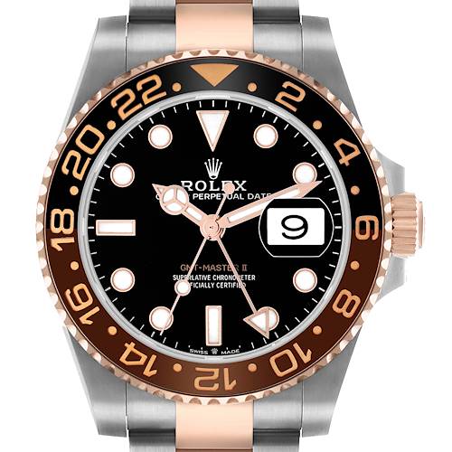 Photo of Rolex GMT Master II Steel Rose Gold Root Beer Bezel Mens Watch 126711 Box Card