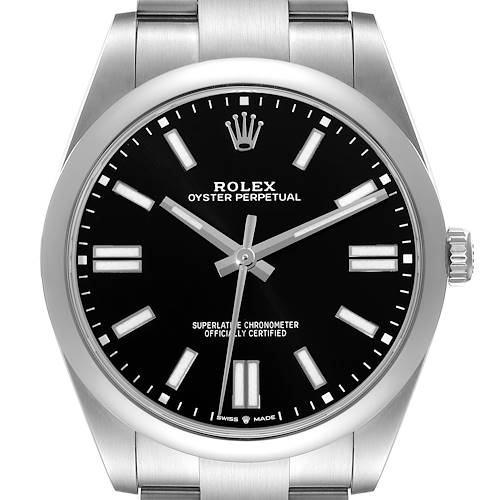 Photo of Rolex Oyster Perpetual 41mm Black Dial Steel Mens Watch 124300 Box Card