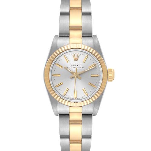 Photo of Rolex Oyster Perpetual Steel Yellow Gold Silver Dial Ladies Watch 67193