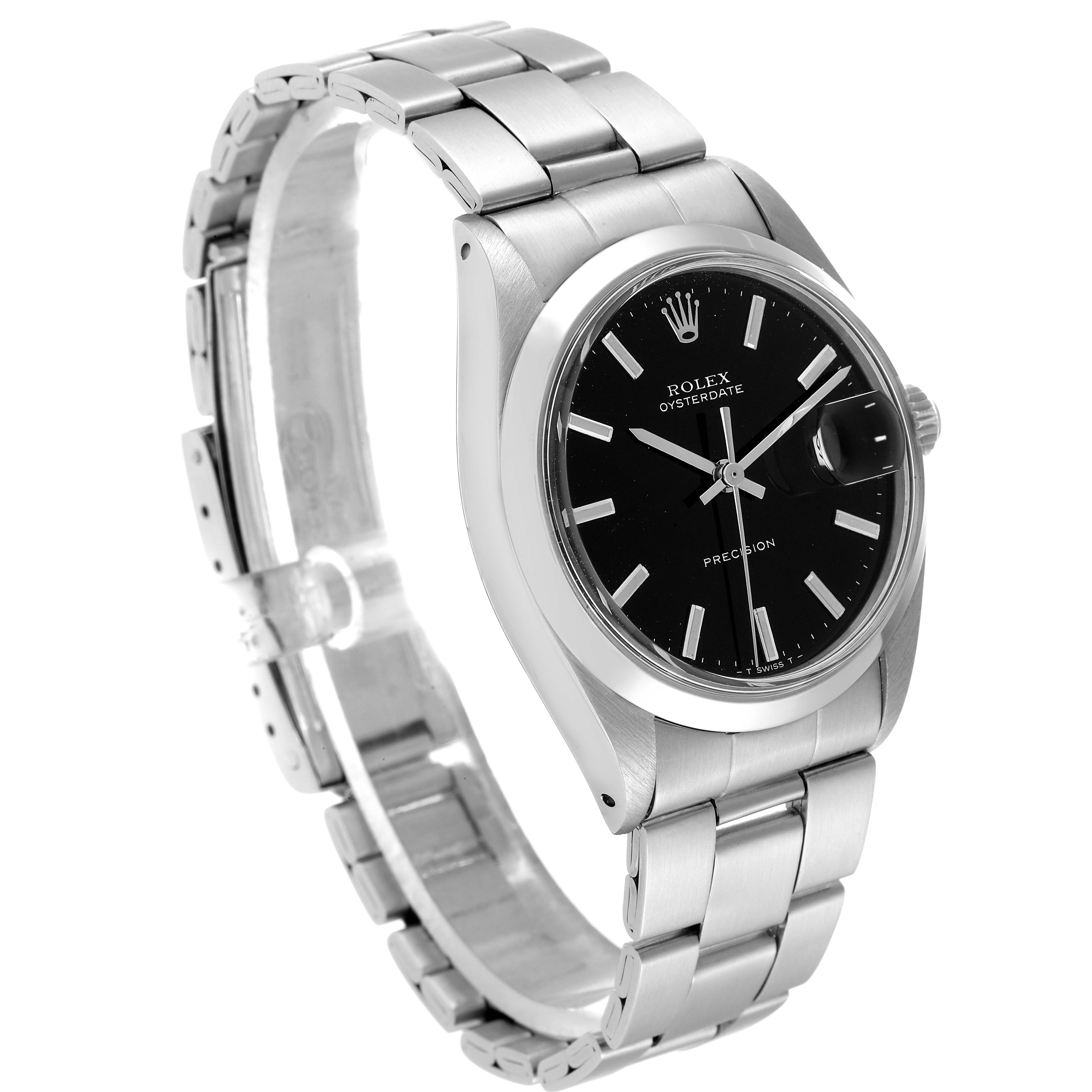 The image shows a Rolex Vintage Collection 6694 Men's Stainless Steel Black Dial 6694 Men's Stainless Steel Black Dial watch at a slight angle, highlighting its black dial, stainless steel case, and bracelet.