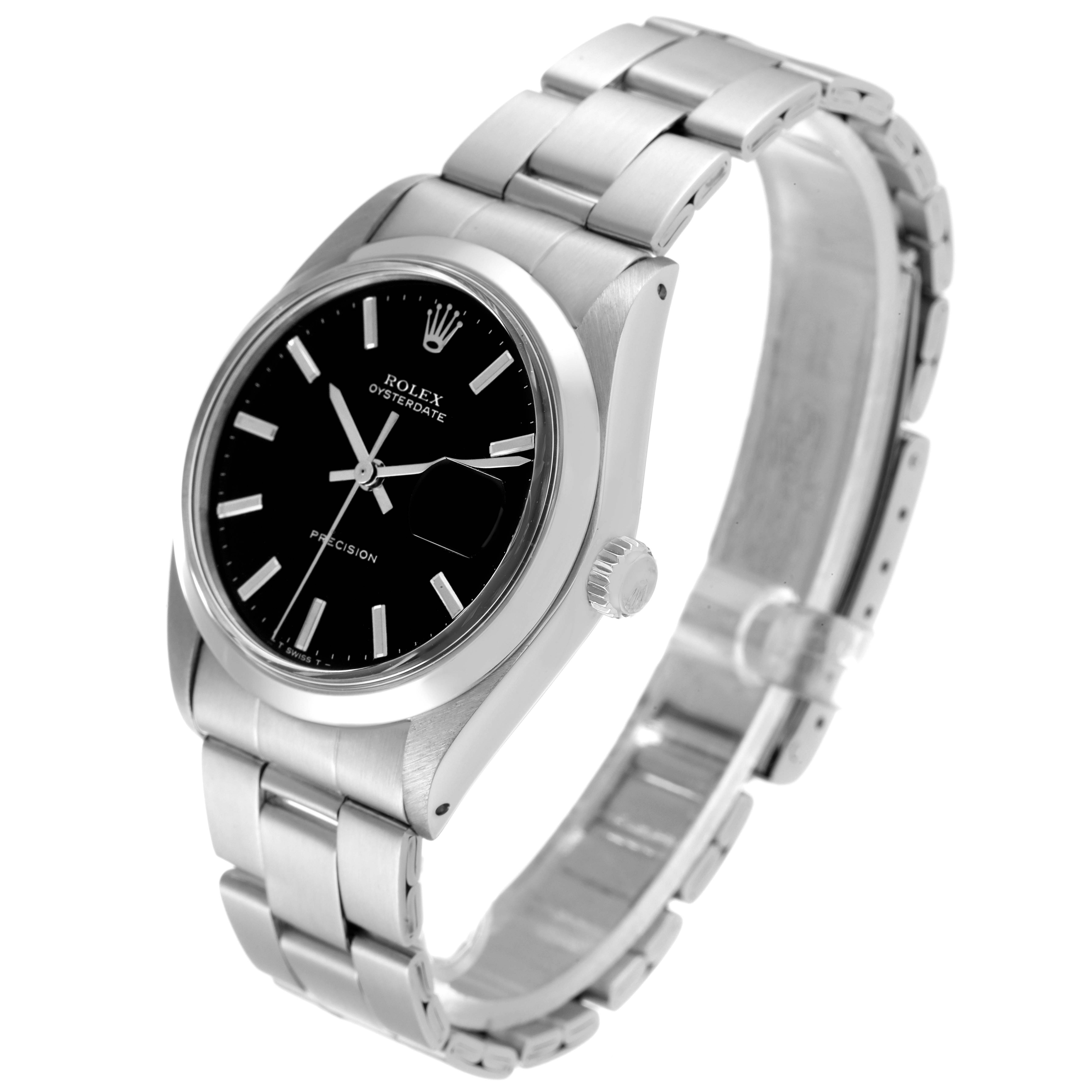 The image displays a Rolex Vintage Collection 6694 Men's Stainless Steel Black Dial 6694 Men's Stainless Steel Black Dial watch, shown at a three-quarter angle highlighting the face, crown, and bracelet.