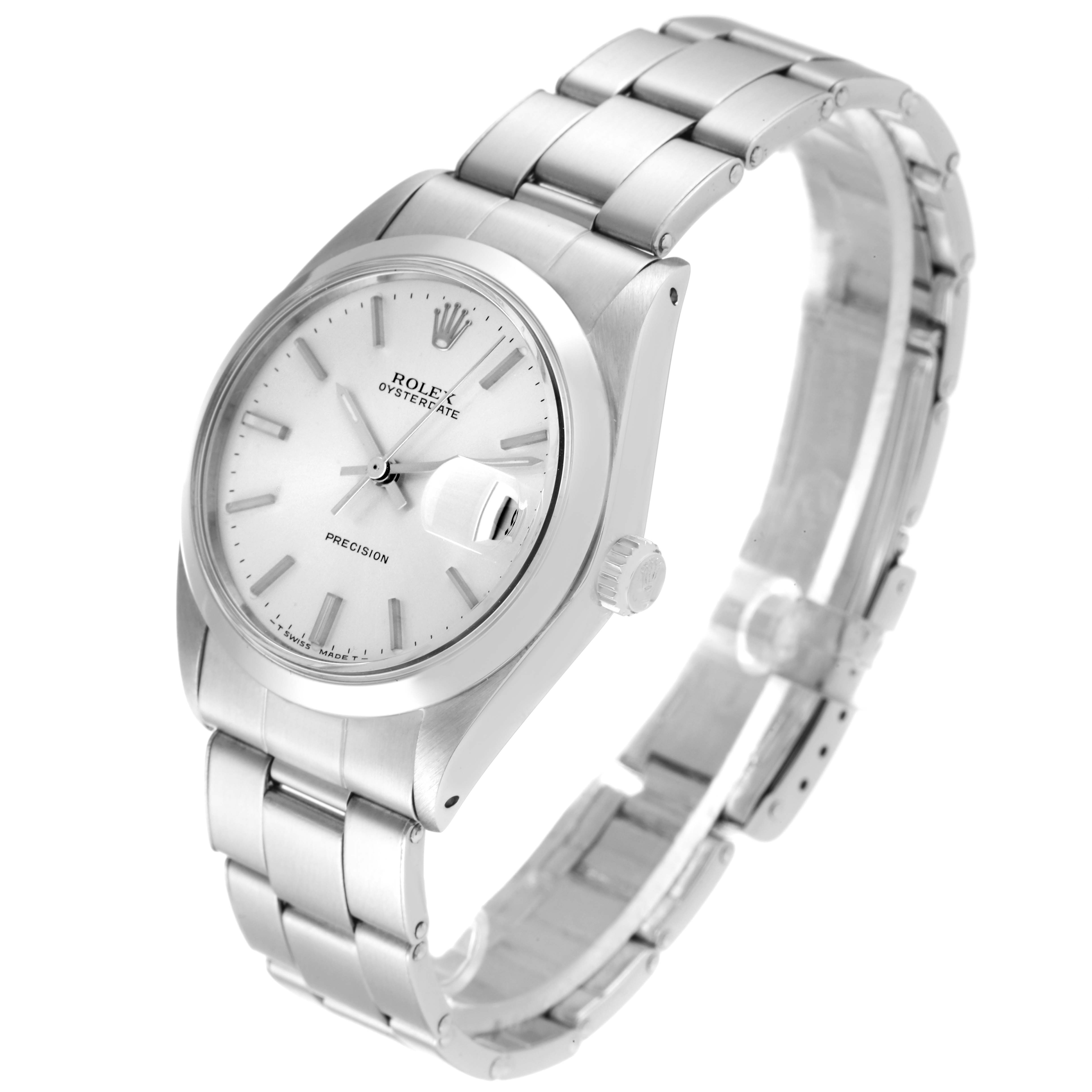 This image shows a Rolex Vintage Collection 6694 Men's Stainless Steel Silver Dial 6694 Men's Stainless Steel Silver Dial watch at a slight angle from the front, displaying the face, bezel, crown, and bracelet.