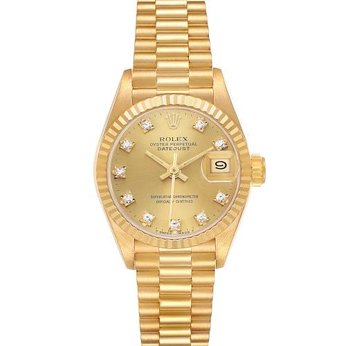 Photo of Rolex President Datejust Yellow Gold Diamond Dial Ladies Watch 69178