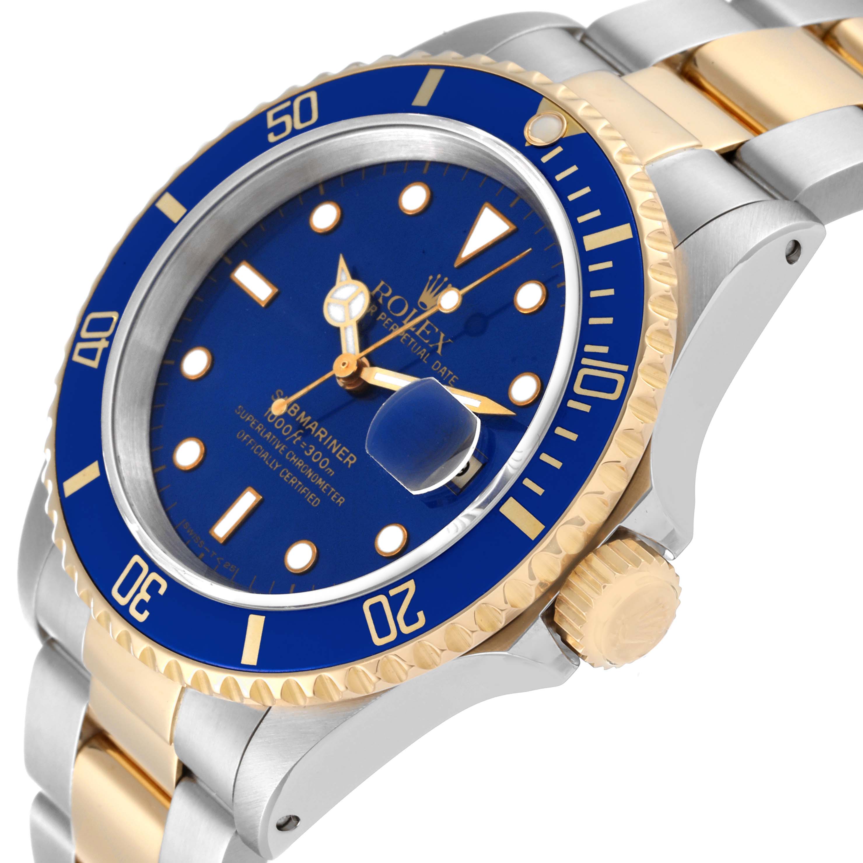 Rolex Submariner Blue Dial Steel Yellow Gold Mens Watch 16613 Box Papers Swisswatchexpo