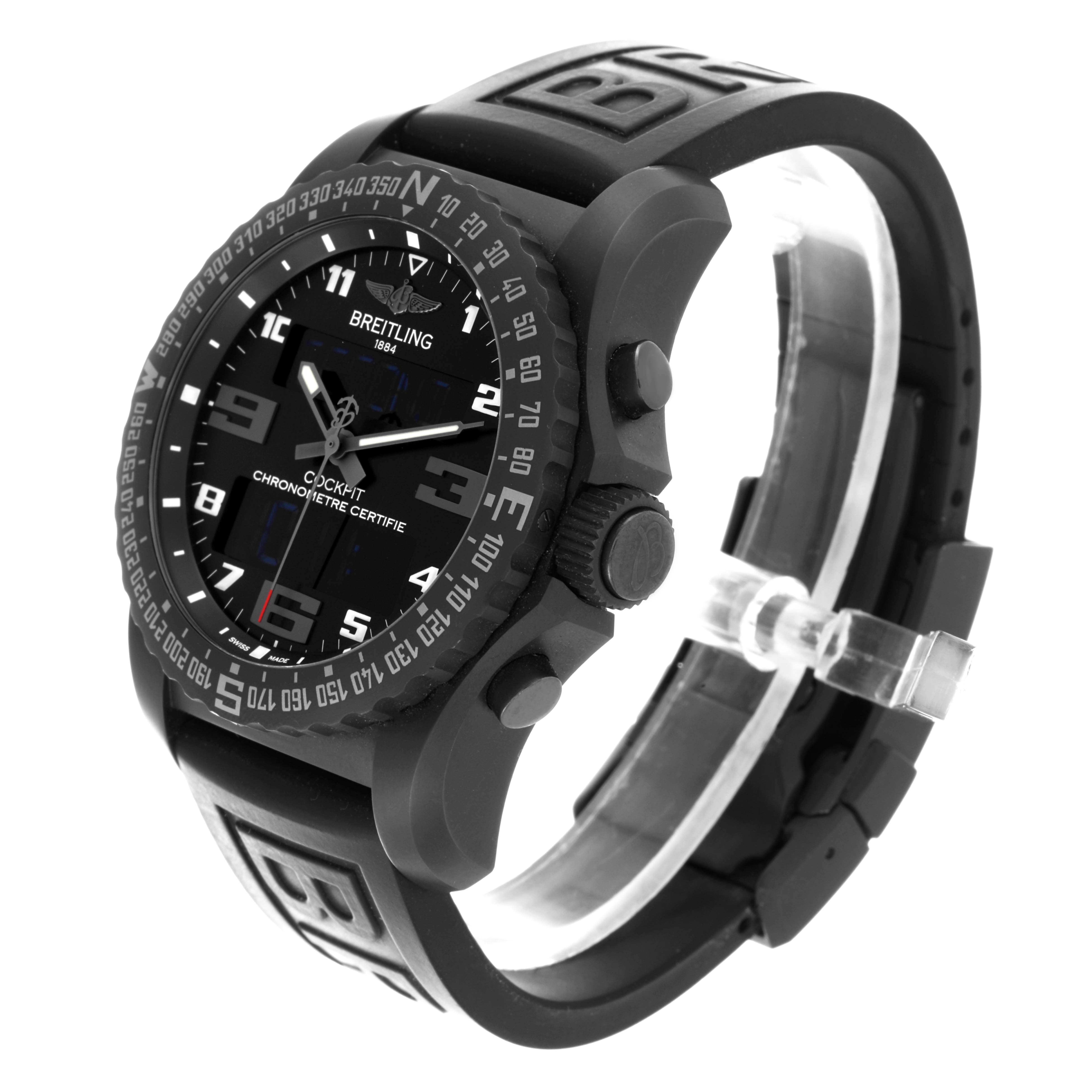 The Breitling Professional Series VB501022/BD41 Men's Titanium Black Dial VB501022/BD41 Men's Titanium Black Dial watch is shown at a three-quarter angle, featuring the bezel, dial, crown, and part of the strap.