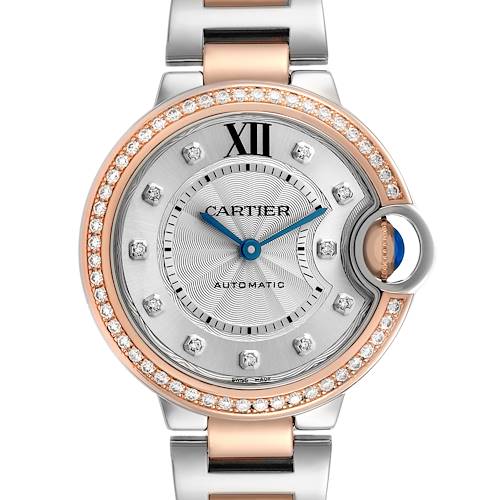 Photo of Cartier Ballon Bleu 33 Steel Rose Gold Diamond Dial Ladies Watch WE902077 Card