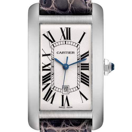Photo of Cartier Tank Americaine Large White Gold Mens Watch W2603256 Box Card