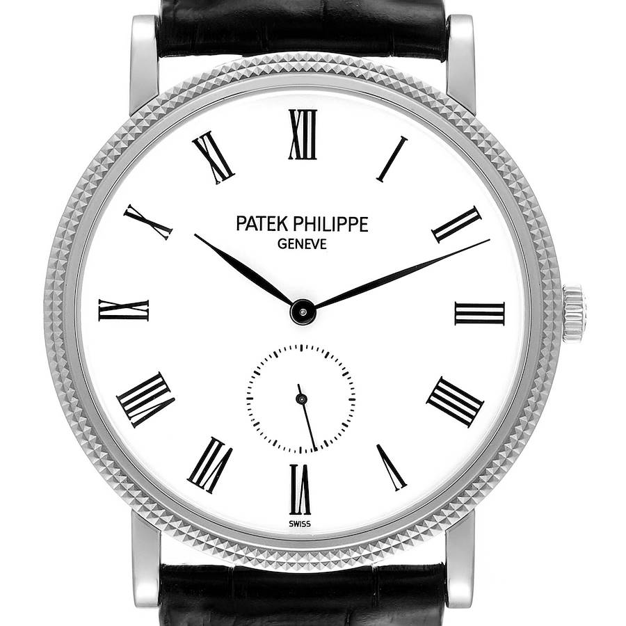 Patek Philippe Calatrava 18k White Gold White Dial Mens Watch 5119 SwissWatchExpo