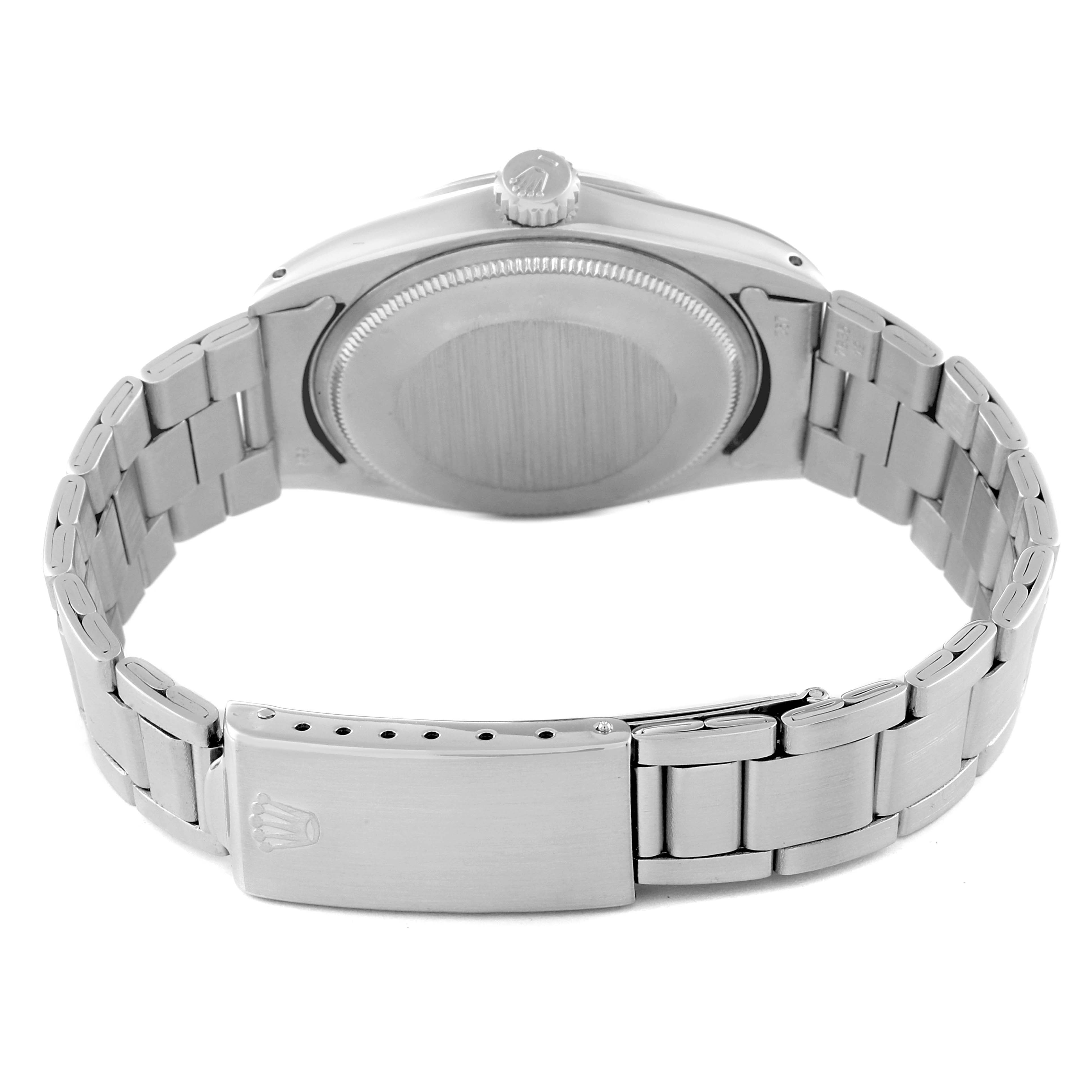 This image shows the back side and clasp of the Rolex Date 1500 Men
s Stainless Steel Silver Dial 1500 Men
s Stainless Steel Silver Dial model watch.